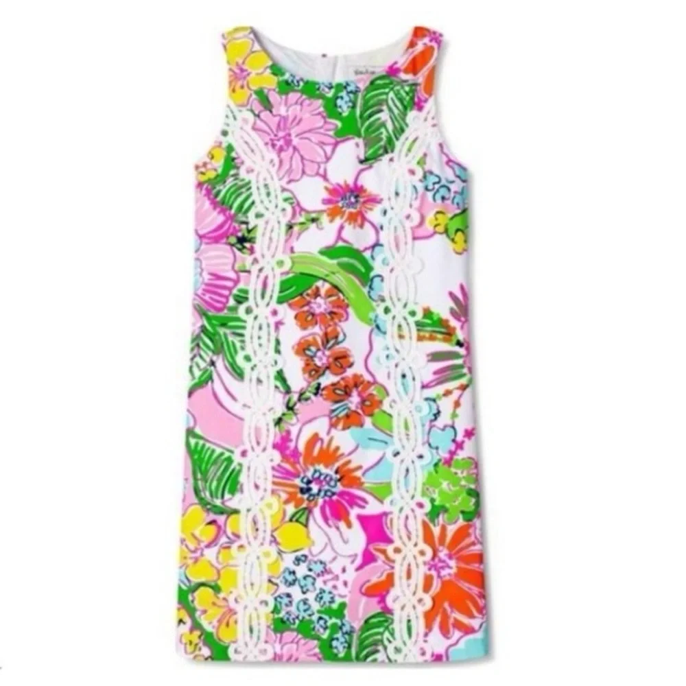 Lilly Pulitzer X Target Floral Shift Dress Pink/Green/Blue Sleeveless SZ Kids L